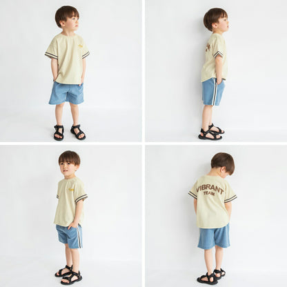 Japanese Children's Clothing Branches Baseball Style Tops 80-150cm Boys Summer TOPS 