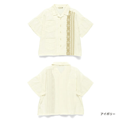 Japanese Children's Clothing Branches Cuban Striped Shirt 100-150cm Boys Summer TOPS 