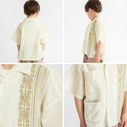 Japanese Children's Clothing Branches Cuban Striped Shirt 100-150cm Boys Summer TOPS 