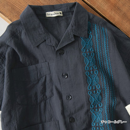 Japanese Children's Clothing Branches Cuban Striped Shirt 100-150cm Boys Summer TOPS 