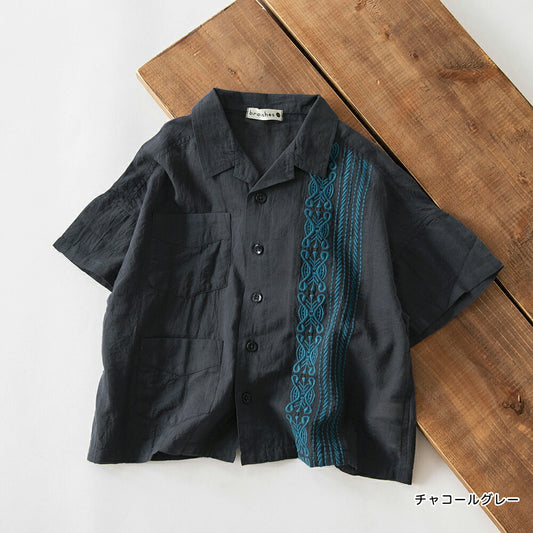 Japanese Children's Clothing Branches Cuban Striped Shirt 100-150cm Boys Summer TOPS 