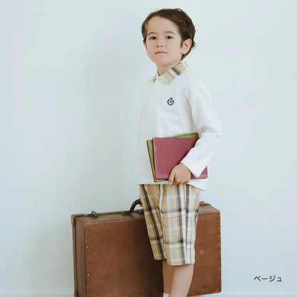 日本童裝 Branshes 格仔polo上衣 100-150cm 男童款 秋季 TOPS