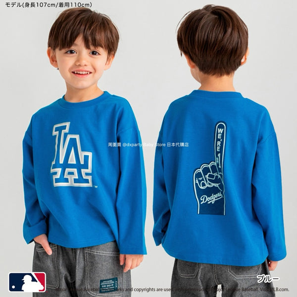日本童裝 Branshes x MLB 印花長袖上衣 90-150cm 男童款/女童款 春夏季 TOPS