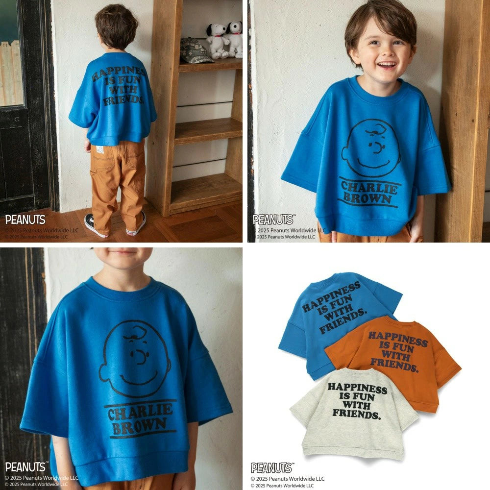 日本童裝 Branshes x PEANUTS 75周年 中袖印花衛衣 90-150cm 男童款/女童款 秋季 TOPS