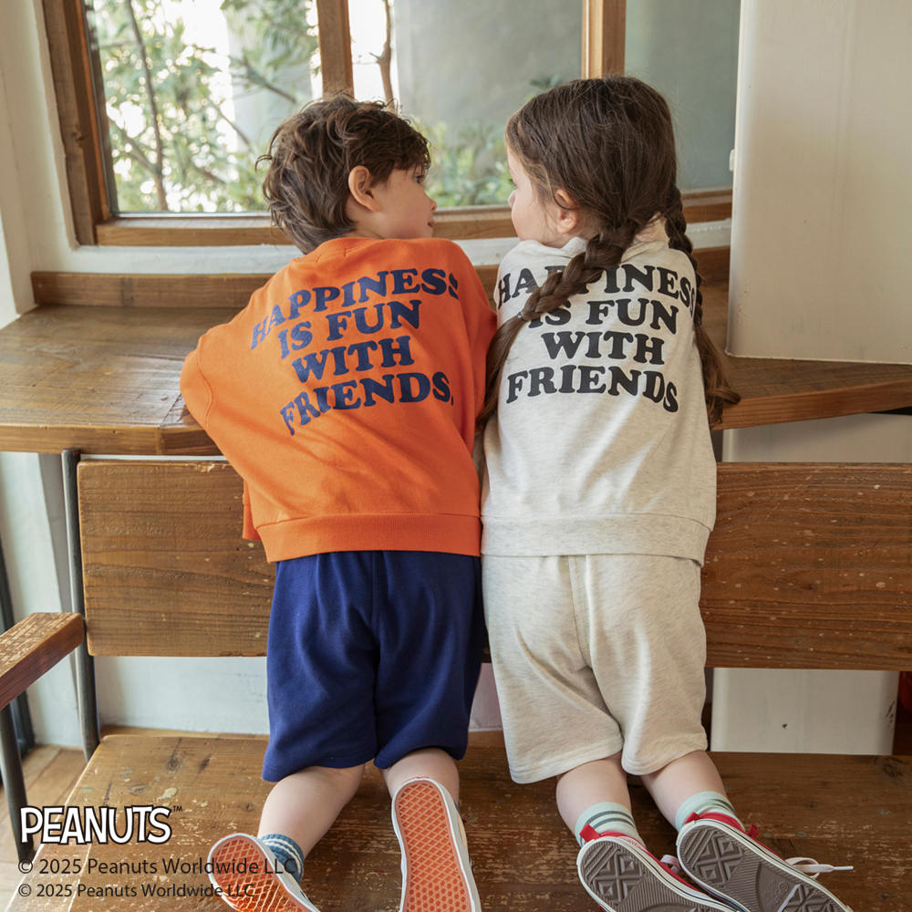 日本童裝 Branshes x PEANUTS 75周年 中袖印花衛衣 90-150cm 男童款/女童款 秋季 TOPS