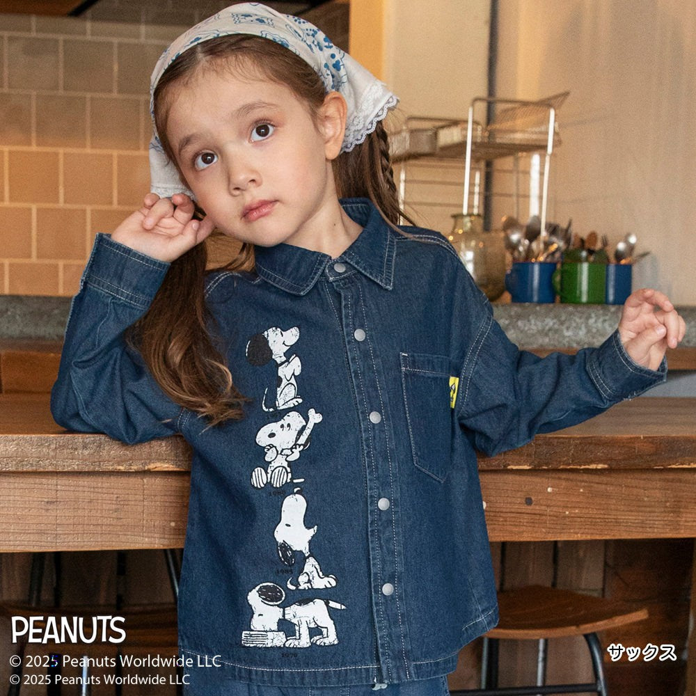 日本童裝 Branshes x PEANUTS 75周年 牛仔襯衫外套 100-130cm 男童款/女童款 秋季 OUTERWEAR
