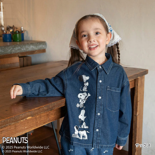 日本童裝 Branshes x PEANUTS 75周年 牛仔襯衫外套 100-130cm 男童款/女童款 秋季 OUTERWEAR