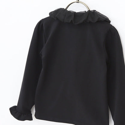 Japanese children's clothing panpantutu black bubble collar shirt 90-150cm girls summer TOPS interview/banquet/performance 