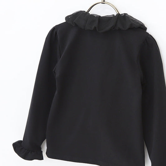 Japanese children's clothing panpantutu black bubble collar shirt 90-150cm girls summer TOPS interview/banquet/performance 