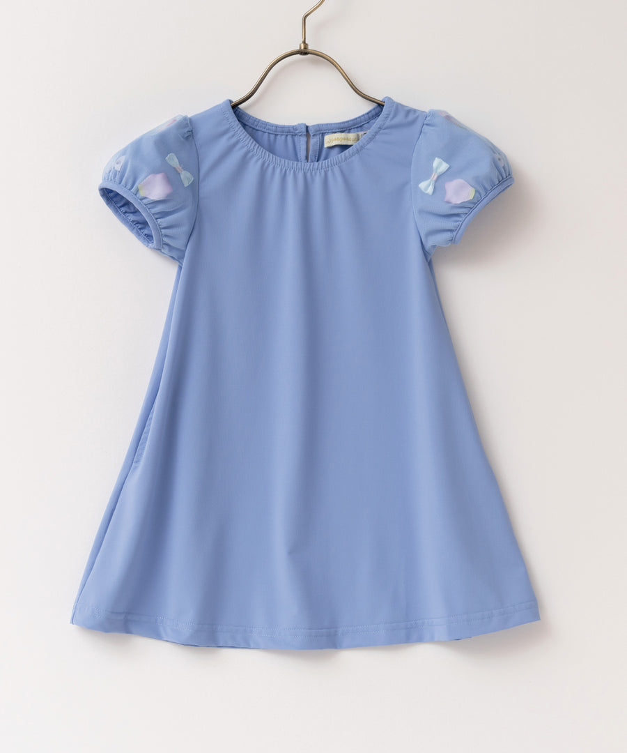 日本童裝 panpantutu 防UV 接觸冷感 泡泡花瓣紗袖連身裙 100-140cm 女童款 夏季 DRESSES