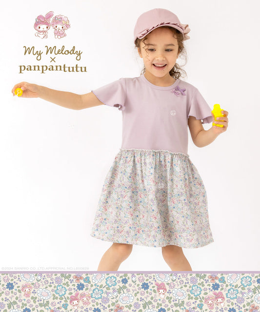 Japanese children's clothing panpantutu x Sanrio My Melody floral patchwork dress 80-140cm girls' summer dresses 