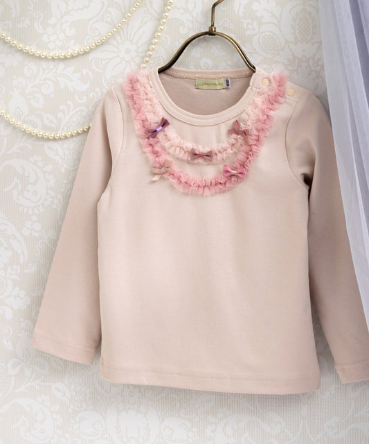 Japanese children's clothing panpantutu tulle bow top 80-150cm girls summer TOPS 