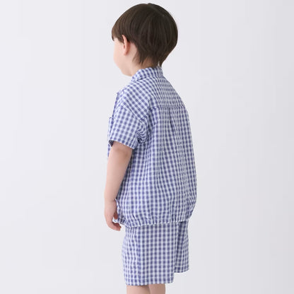 日本童裝 pe#main 格子布帛兩件套裝 80-130cm 男童款 夏季 TOPS PANTS