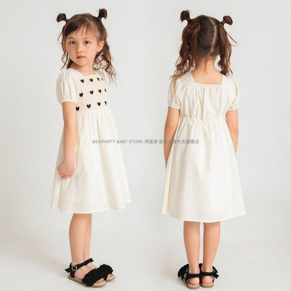 日本童裝 Branshes 心型鉤針刺繡連身裙 90-130cm 女童款 夏季 DRESSES