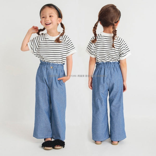 日本童裝 Branshes 闊腳牛仔褲 90-150cm 女童款 夏季 PANTS