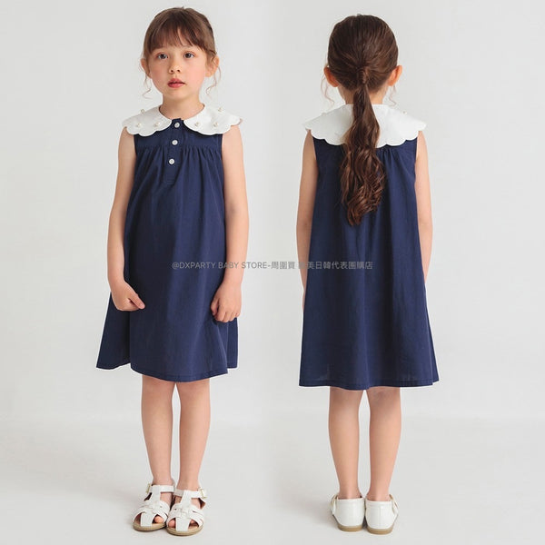 日本童裝 Branshes 珍珠領連身裙 90-150cm 女童款 夏季 DRESSES