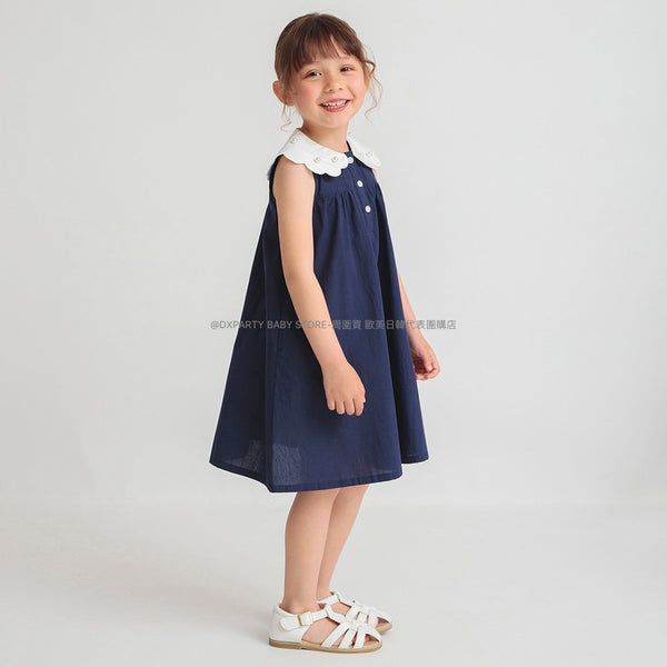 日本童裝 Branshes 珍珠領連身裙 90-150cm 女童款 夏季 DRESSES