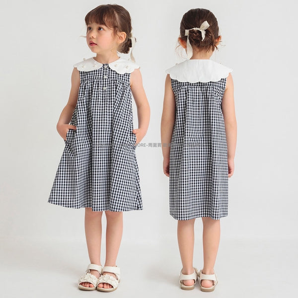 日本童裝 Branshes 珍珠領連身裙 90-150cm 女童款 夏季 DRESSES