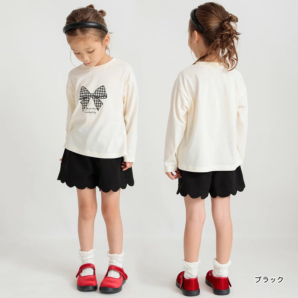 Japanese children's clothing Branches scallop silk layered waist top 90-150cm girls summer TOPS 
