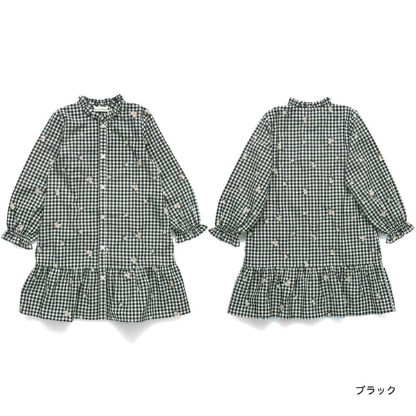 日本童裝 Branshes 櫻花刺繡襯衫裙 80-150cm 女童款 春季 DRESSES