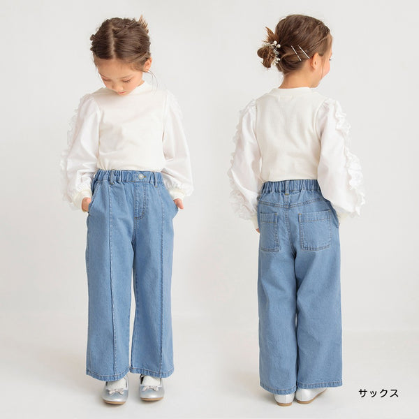 日本童裝 Branshes 闊腳牛仔長褲 90-150cm 女童款 春季 PANTS