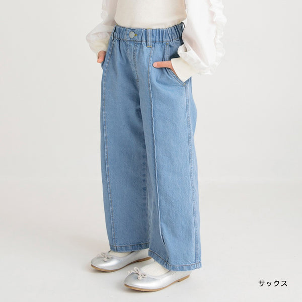 日本童裝 Branshes 闊腳牛仔長褲 90-150cm 女童款 春季 PANTS