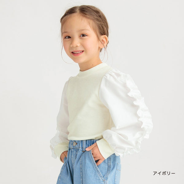 日本童裝 Branshes 皺皺袖上衣 80-150cm 女童款 春季 TOPS