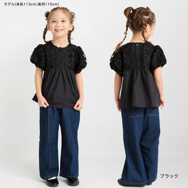 日本童裝 Branshes 花卉薄紗上衣 80-150cm 女童款 春夏季 TOPS