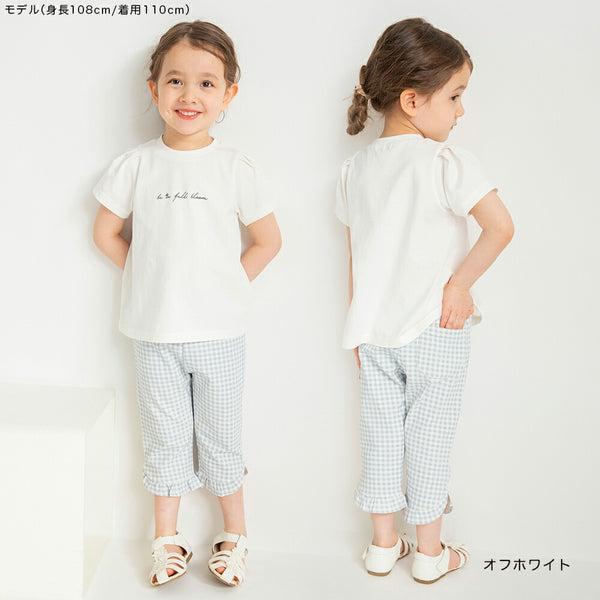 日本童裝 Branshes 褶袖字母短袖上衣 80-130cm 女童款 夏季 TOPS