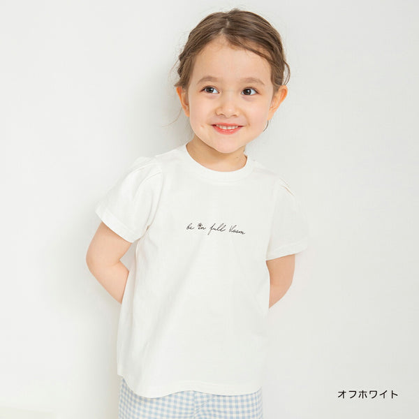 日本童裝 Branshes 褶袖字母短袖上衣 80-130cm 女童款 夏季 TOPS