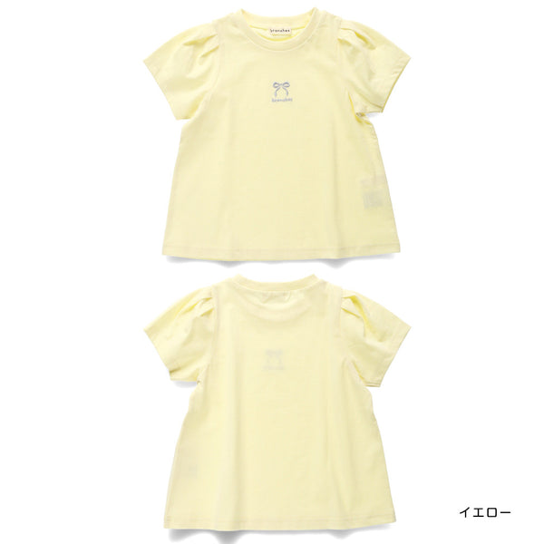 日本童裝 Branshes 褶袖字母短袖上衣 80-130cm 女童款 夏季 TOPS
