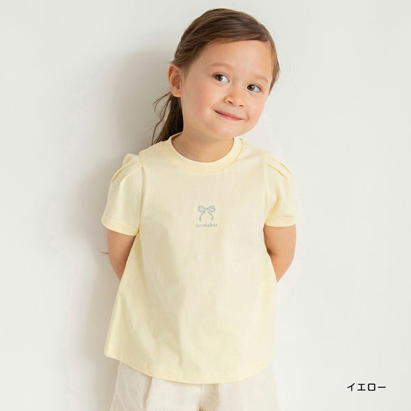 日本童裝 Branshes 褶袖字母短袖上衣 80-130cm 女童款 夏季 TOPS