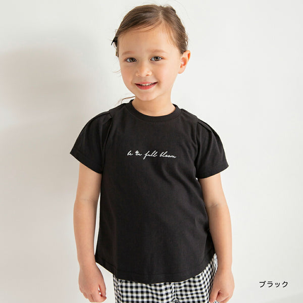 日本童裝 Branshes 褶袖字母短袖上衣 80-130cm 女童款 夏季 TOPS