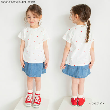 Japanese children's clothing Branches heart short-sleeved top 80-130cm girls summer TOPS 
