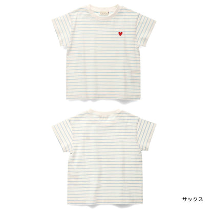 Japanese children's clothing Branches heart short-sleeved top 80-130cm girls summer TOPS 