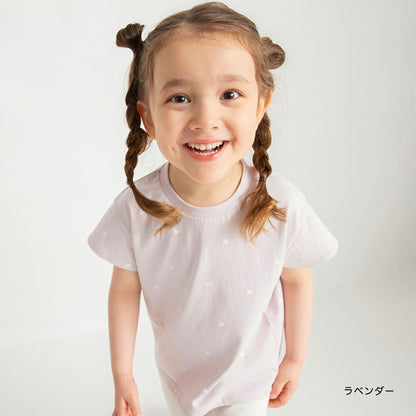 Japanese children's clothing Branches heart short-sleeved top 80-130cm girls summer TOPS 