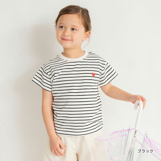 Japanese children's clothing Branches heart short-sleeved top 80-130cm girls summer TOPS 