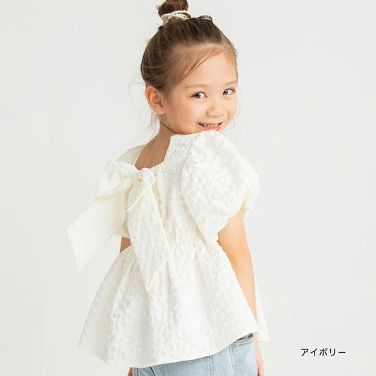 Japanese children's clothing Branches scallop silk layered waist top 90-150cm girls summer TOPS 