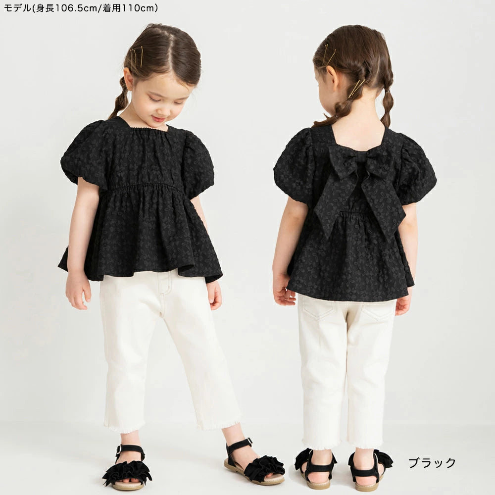 Japanese children's clothing Branches scallop silk layered waist top 90-150cm girls summer TOPS 