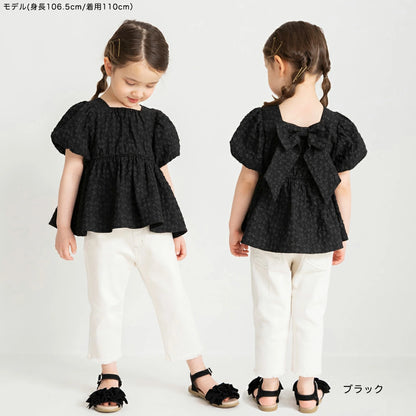 Japanese children's clothing Branches scallop silk layered waist top 90-150cm girls summer TOPS 