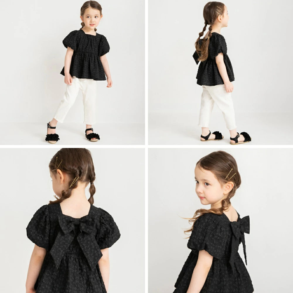 Japanese children's clothing Branches scallop silk layered waist top 90-150cm girls summer TOPS 
