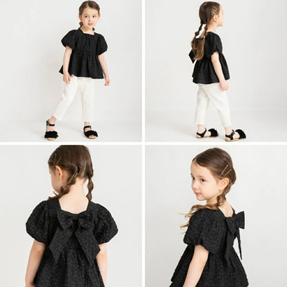 Japanese children's clothing Branches scallop silk layered waist top 90-150cm girls summer TOPS 