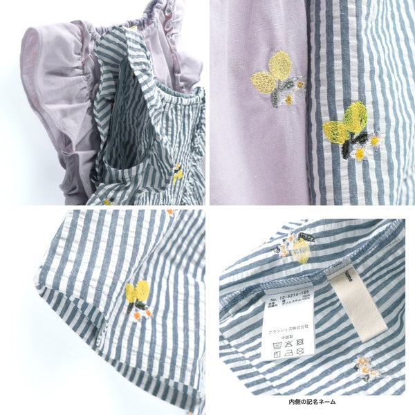 日本童裝 Branshes 檸檬與花刺繡上衣 80-150cm 女童款 夏季 TOPS