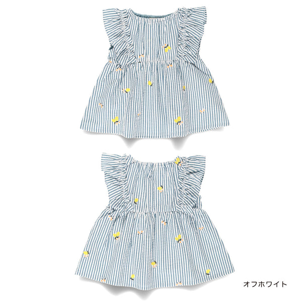 日本童裝 Branshes 檸檬與花刺繡上衣 80-150cm 女童款 夏季 TOPS
