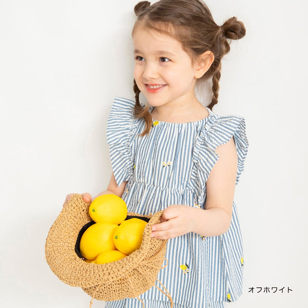 日本童裝 Branshes 檸檬與花刺繡上衣 80-150cm 女童款 夏季 TOPS