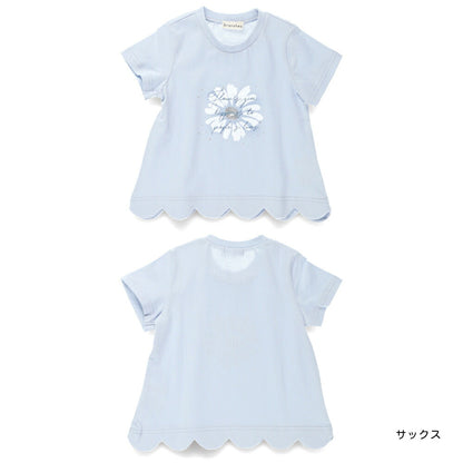 Japanese children's clothing Branches wave edge printed top 80-150cm girls summer TOPS 