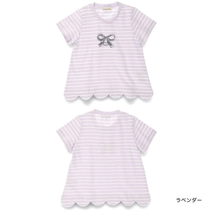 Japanese children's clothing Branches wave edge printed top 80-150cm girls summer TOPS 
