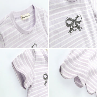 Japanese children's clothing Branches wave edge printed top 80-150cm girls summer TOPS 