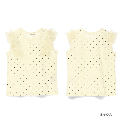 Japanese children's clothing Branches lotus leaf chiffon shoulder sleeve vest 80-150cm girls summer TOPS 