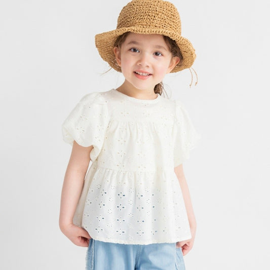 Japanese children's clothing Branches scallop silk layered waist top 90-150cm girls summer TOPS 